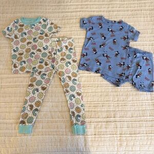 4T Kids Pajama Bundle Donut Print & Disney Mickey Mouse Short Sleeve Sets